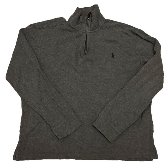 Polo Ralph Lauren 1/4 Zip Pullover Sweater Men's Large Gray 24x25 Boxy - Picture 1 of 6